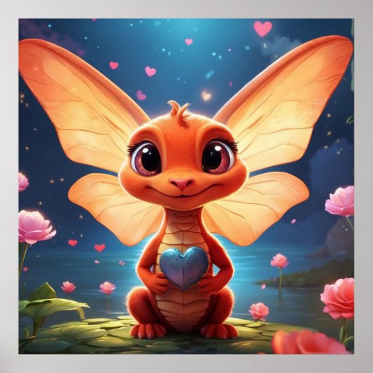 *~* Mythische AP48 Niedliche Baby Dragon Liebe Poster (Vorne)