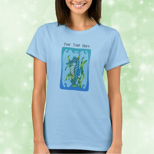 Mythische Aqua Blue Sea Dragon Wavy Blue Frame T-Shirt