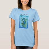 Mythische Aqua Blue Sea Dragon Wavy Blue Frame T-Shirt (Vorderseite)