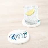 Mythische Blaue Drachen Sandstein Untersetzer (Seite)