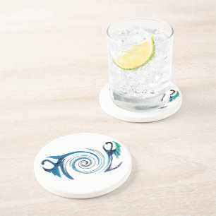 Mythische Blaue Drachen Sandstein Untersetzer