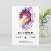 Mythische Custom Kids Dragon Birthday Einladung (Stehend Vorderseite)