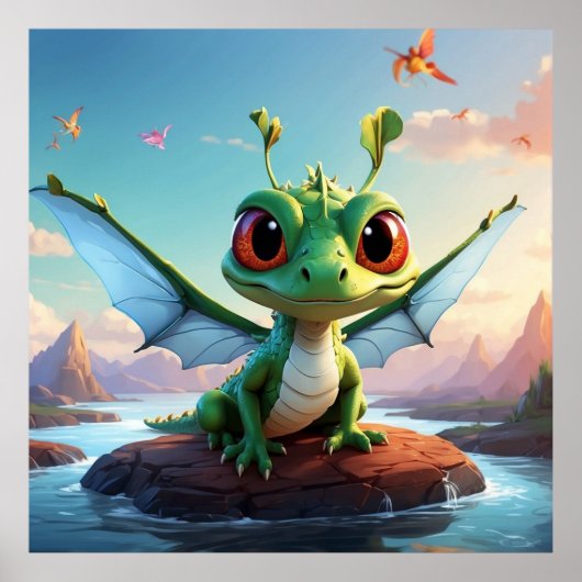 *~* Mythische Fantasie Early Dragonfly Cartoon Poster (Vorne)