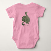 Mythische Fantasiewesen niedlicher Grüner Drache Baby Strampler (Rückseite)