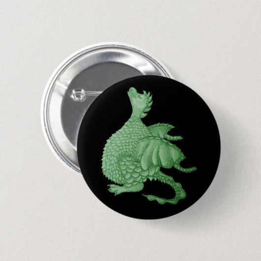 Mythische Fantasiewesen niedlicher grüner Drache Button (Vorne & Hinten)