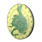 Mythische Fantasiewesen niedlicher grüner Drache Dartscheibe (Vorderseite rechts)