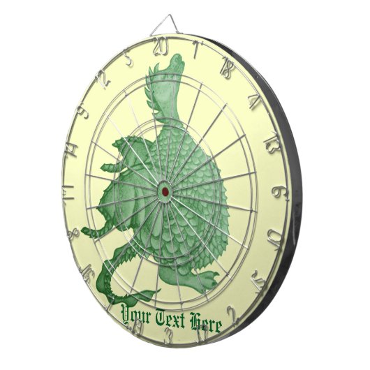 Mythische Fantasiewesen niedlicher Grüner Drache Dartscheibe (Vorderseite rechts)