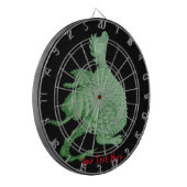 Mythische Fantasiewesen niedlicher Grüner Drache Dartscheibe (Vorderseite Links)