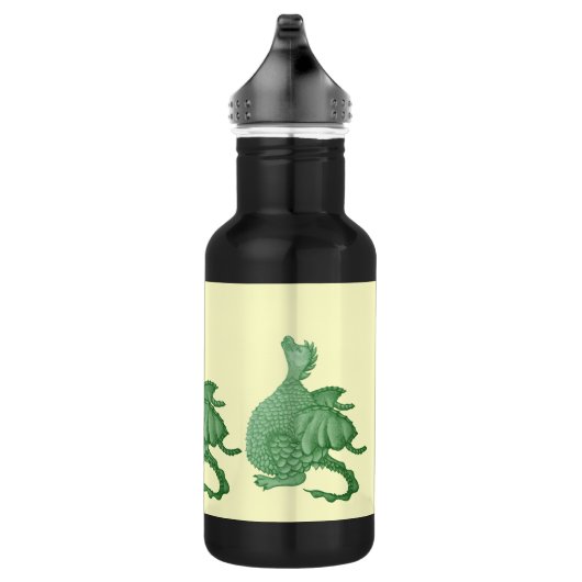 Mythische Fantasiewesen niedlicher grüner Drache Edelstahlflasche (Rechts)