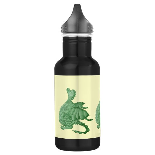 Mythische Fantasiewesen niedlicher grüner Drache Edelstahlflasche (Links)