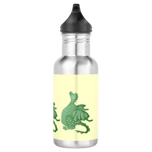 Mythische Fantasiewesen niedlicher grüner Drache Edelstahlflasche (Rechts)