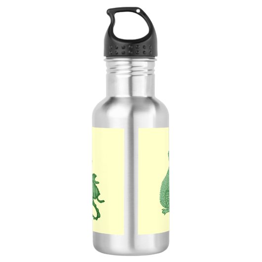 Mythische Fantasiewesen niedlicher grüner Drache Edelstahlflasche (Rückseite)