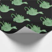 Mythische Fantasiewesen niedlicher grüner Drache Geschenkpapier (Ecke)