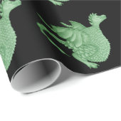 Mythische Fantasiewesen niedlicher grüner Drache Geschenkpapier (Rolleneckpunkt)