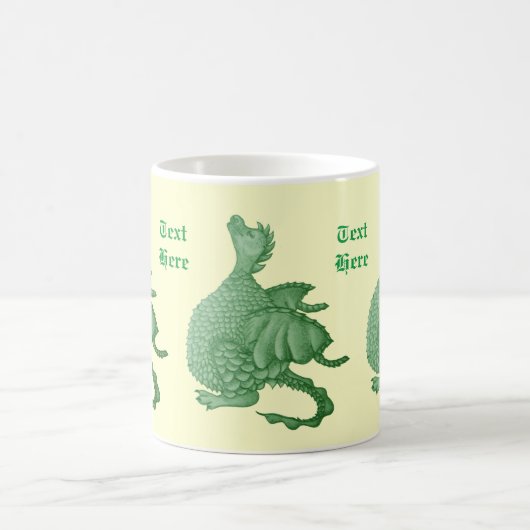 Mythische Fantasiewesen niedlicher Grüner Drache Kaffeetasse (Mittel)