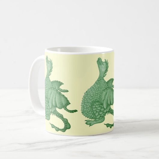 Mythische Fantasiewesen niedlicher grüner Drache Kaffeetasse (Vorderseite Links)