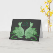 Mythische Fantasiewesen niedlicher grüner Drache Karte (Gelbe Blume)