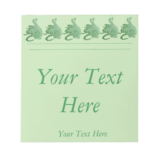 Mythische Fantasiewesen niedlicher grüner Drache Notizblock (Vorderseite)