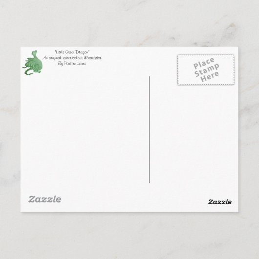 Mythische Fantasiewesen niedlicher grüner Drache Postkarte (Rückseite)