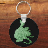 Mythische Fantasiewesen niedlicher grüner Drache Schlüsselanhänger (Vorderseite)