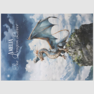 Mythische keltische Drache Blautürkis Seidenpapier