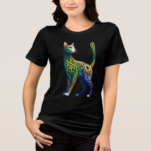 Mythische keltische Knoten Nordische Katzenkunst Tri-Blend Shirt