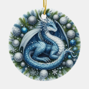 Mythische Kranzwächter des Winters Keramik Ornament