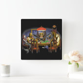 Mythische Kreaturen, die Poker spielen Quadratische Wanduhr (Zuhause)