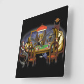 Mythische Kreaturen, die Poker spielen Quadratische Wanduhr (Winkel)