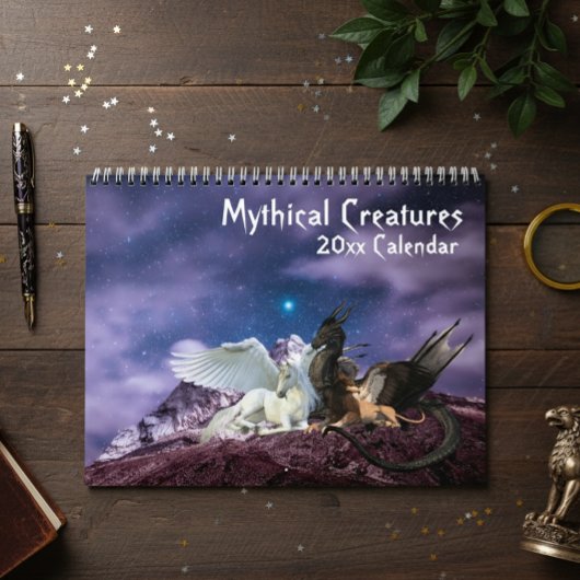 Mythische Kreaturen Fantasie Unicorn Dragon Meerju Kalender