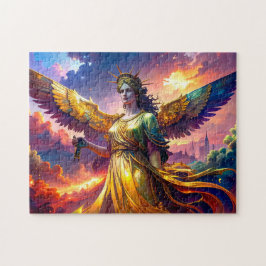 Mythische Lady Liberty geflügelte Göttin SciFi Fan Puzzle