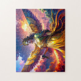 Mythische Lady Liberty geflügelte Göttin SciFi Fan Puzzle