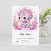 Mythische Majestic Dinosaur Babydusche Einladung (Stehend Vorderseite)