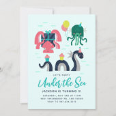 Mythische Meerestiere Einladung (Vorderseite)