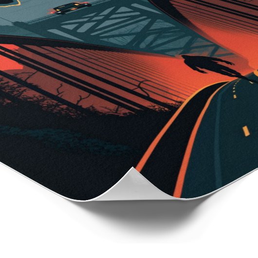 Mythische Mothman und Silberbrille Holzschnitt Pri Poster (Ecke)