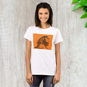 Mythische Sphinxkreatur auf Orange T-Shirt