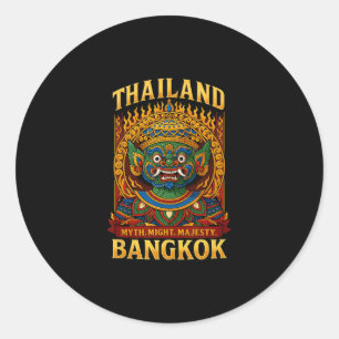Mythische thailändische Dämon Ngkok Feuer Masken K Runder Aufkleber