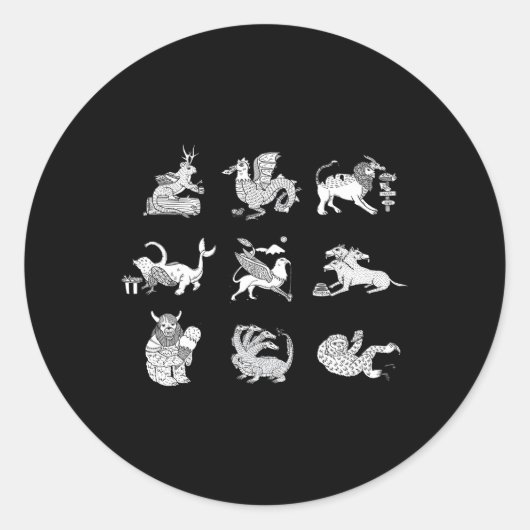 Mythische Tiere Runder Aufkleber (Vorderseite)
