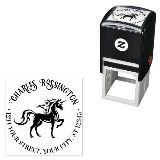 Mythische Unicorn-Silhouette #2 Name Rücksendeadre Permastempel (Beispiel)
