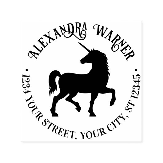 Mythische Unicorn-Silhouette Name Rücksendeadresse Permastempel (Design)