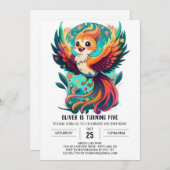 Mythische Vogelzauber Whimsical Phoenix Geburtstag Einladung (Vorne/Hinten)