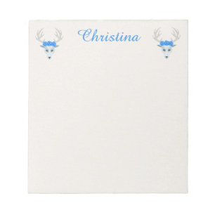 Mythische Weiße Hirschköpfe tragen Rose Antler Notizblock