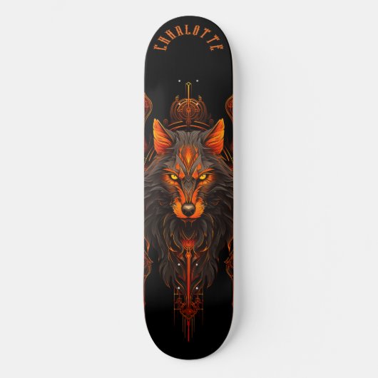 Mythische Werwolf-Stammesmuster Dark Fantasy Skateboard (Vorderseite)