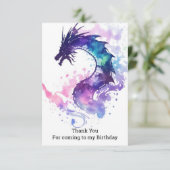 Mythische Whimsical Kids Dragon Geburtstag Dankeskarte (Stehend Vorderseite)