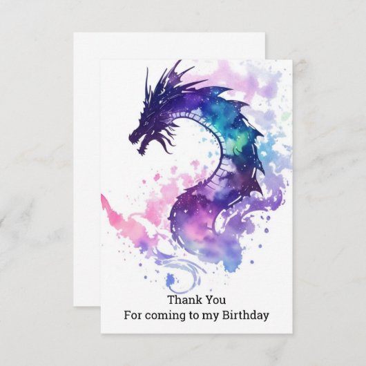 Mythische Whimsical Kids Dragon Geburtstag Dankeskarte (Vorne/Hinten)