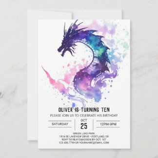 Mythische Whimsical Kids Dragon Geburtstag Einladung
