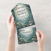 Mythische Woodland-verzauberte Waldmärchenhochzeit All In One Einladung (Abreißtisch)