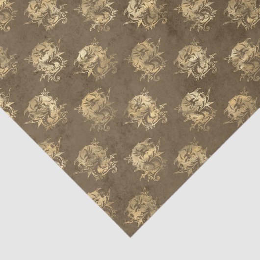 Mythischer Drache aus Gold Seidenpapier (Ausschnitt)