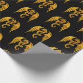 Mythischer Drache aus Gold und Schwarz Geschenkpapier (Ecke)