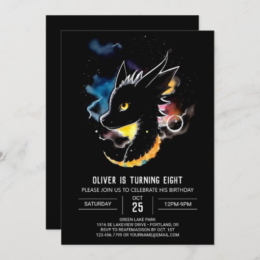 Mythischer Drache Geburtstag Einladung (Vorne/Hinten)